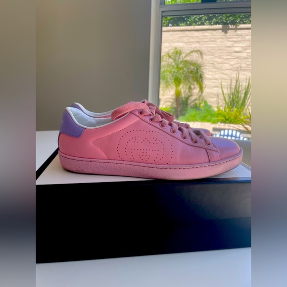 Gucci Shoes - Gucci Ace leather sneaker in Pink Size 38 IT = size womens 8 US